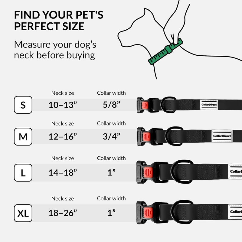 CollarDirect Waterproof Dog Collar - Silicone, Plastic Collar, Odor-Resistant, Easy to Clean, for Large, Medium, Small Dogs - Adjustable Collar with Breakaway Buckle (Neck Fit 14"-18", Black) - Image 5